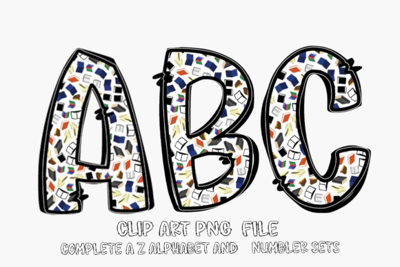 Back to School Alphabet Doodle Letters: Graphics for Crafts-First Branding