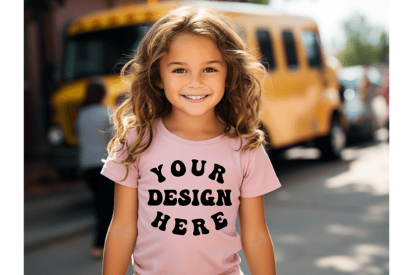 Back to School Pink T-shirt Mockup Graphics for Baby