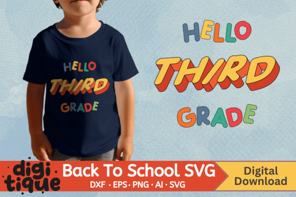 Hello Third Grade Back to School SVG PNG
