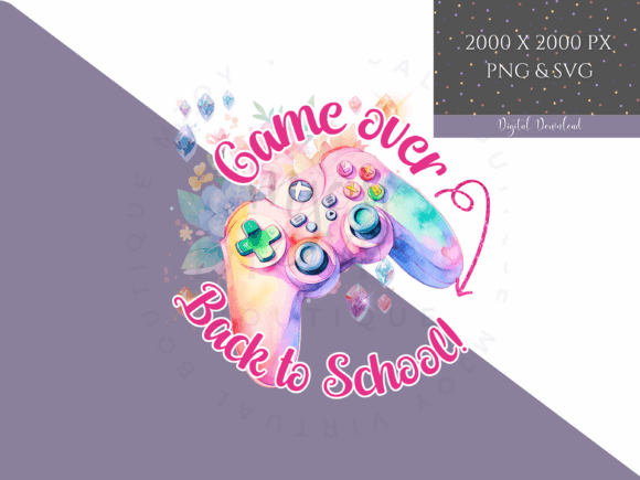 Pink Game Over, Back to School SVG PNG
