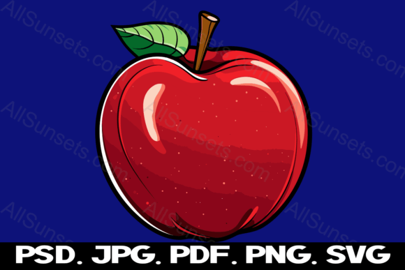 Red Apple Fruit Food Logo Back to School Graphics