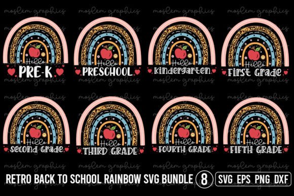 Retro Back to School Rainbow SVG Bundle